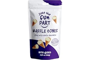 Just The Fun Part, Bite-Size Crispy Mini Waffle Cones, Filled With Premium Belgian White Chocolate, Great For Snacks, Desserts, Grab & Go - Kosher, White Chocolate, 4.23 Ounce (Pack of 1)