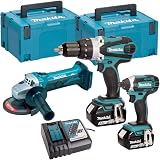 Makita 18V 3-Piece Cordless Combo Kit DHP458Z DTD152Z DGA452Z 2x5Ah Batteries view 1