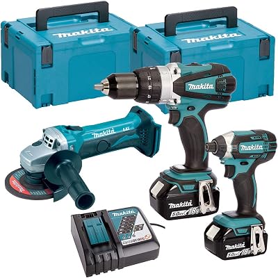 Makita 18V 3-Piece Cordless Combo Kit DHP458Z DTD152Z DGA452Z 2x5Ah Batteries
