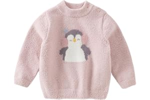 DAVE&BELLA Toddler Baby Girl Boy Knit Sweater, Cute Animal-Themed Plush Pullover Sweater Fall Winter Crewneck Long Sleeve Top