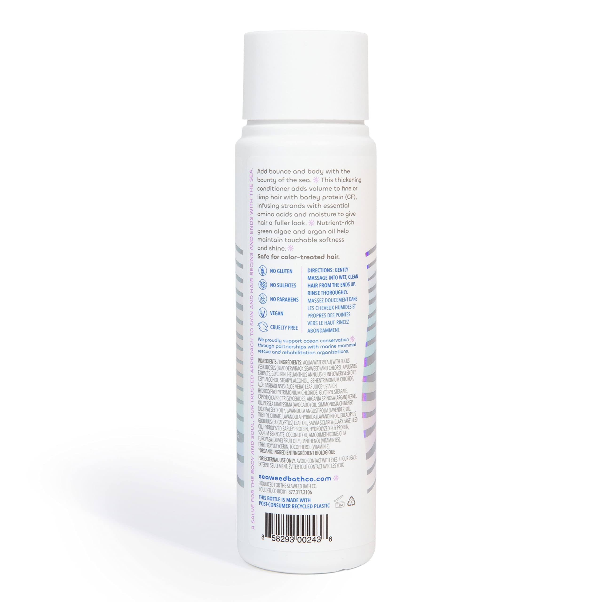 Seaweed Bath Co. Volumize Conditioner, Lavender Scent, 12 Ounce, Sustainably Harvested Seaweed, Green Algae, Barley Protein, For Normal to Fine Hair