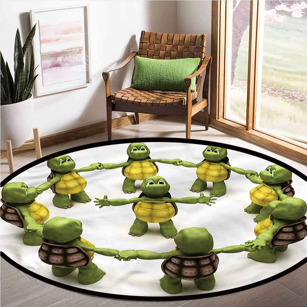 Soft Kids Play Mat Reptile,Ninja Turtles Dancing Kids Living Room Mats Area Rugs Nursery Rug 4 ft in Diameter