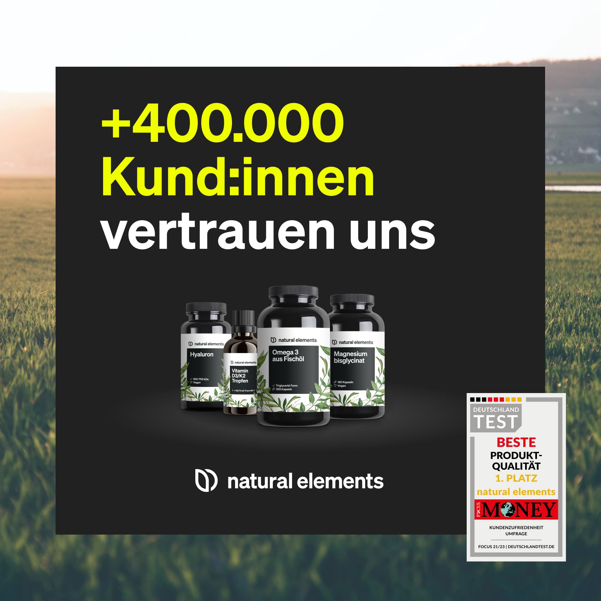 natural elements Magnesium Komplex - Premium: Aus 5 hochwertigen Verbindungen - 400mg elementares Magnesium pro Tagesdosis - Laborgeprüft, vegan, hochdosiert 4