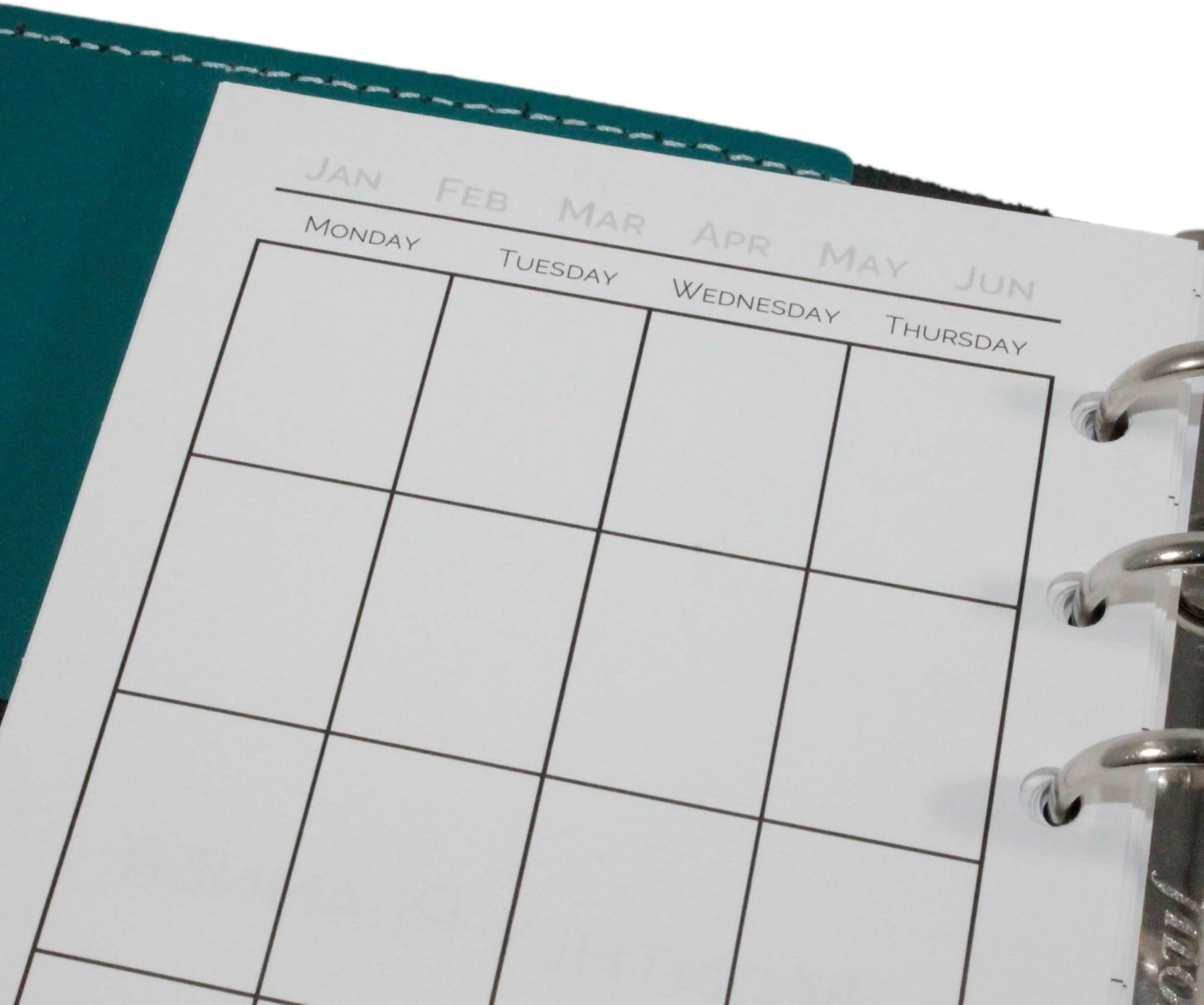 Monthly Planner Mo2P - 18 Months Undated - Monday Start - Insert for Personal Size 6-Ring Organizer