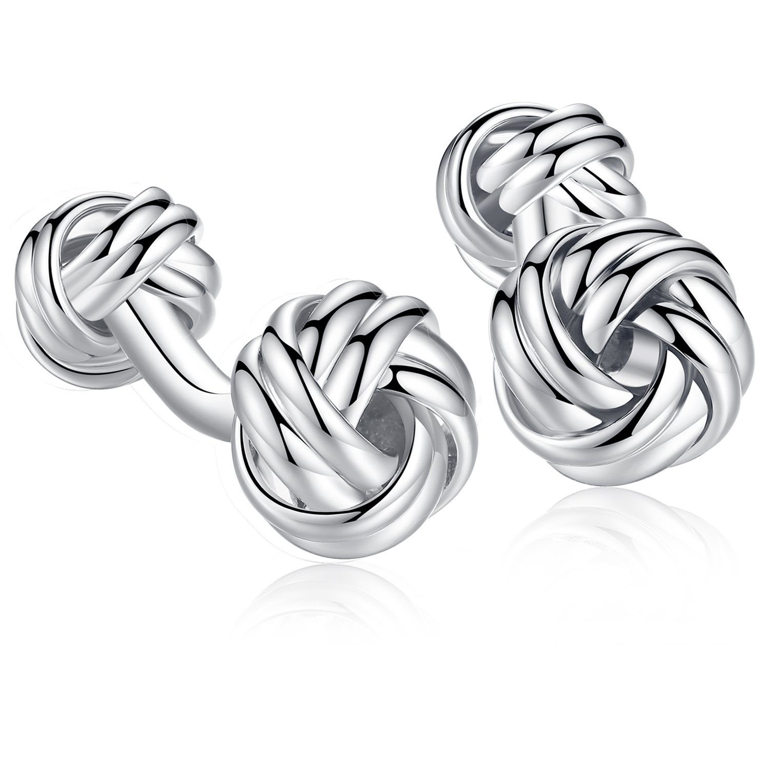 HONEY BEAR Knot Cufflinks with Ball Foot for Men's Shirt Wedding Business Shinny Silver