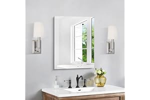 CILIBER Frameless Mirror, 18x24 Inch Bathroom Mirrors for Wall, Rectangle Bathroom Vanity Mirrors with Polished Edge, Hangs Horizontally or Vertically for Bathroom, Bedroom and Living Room