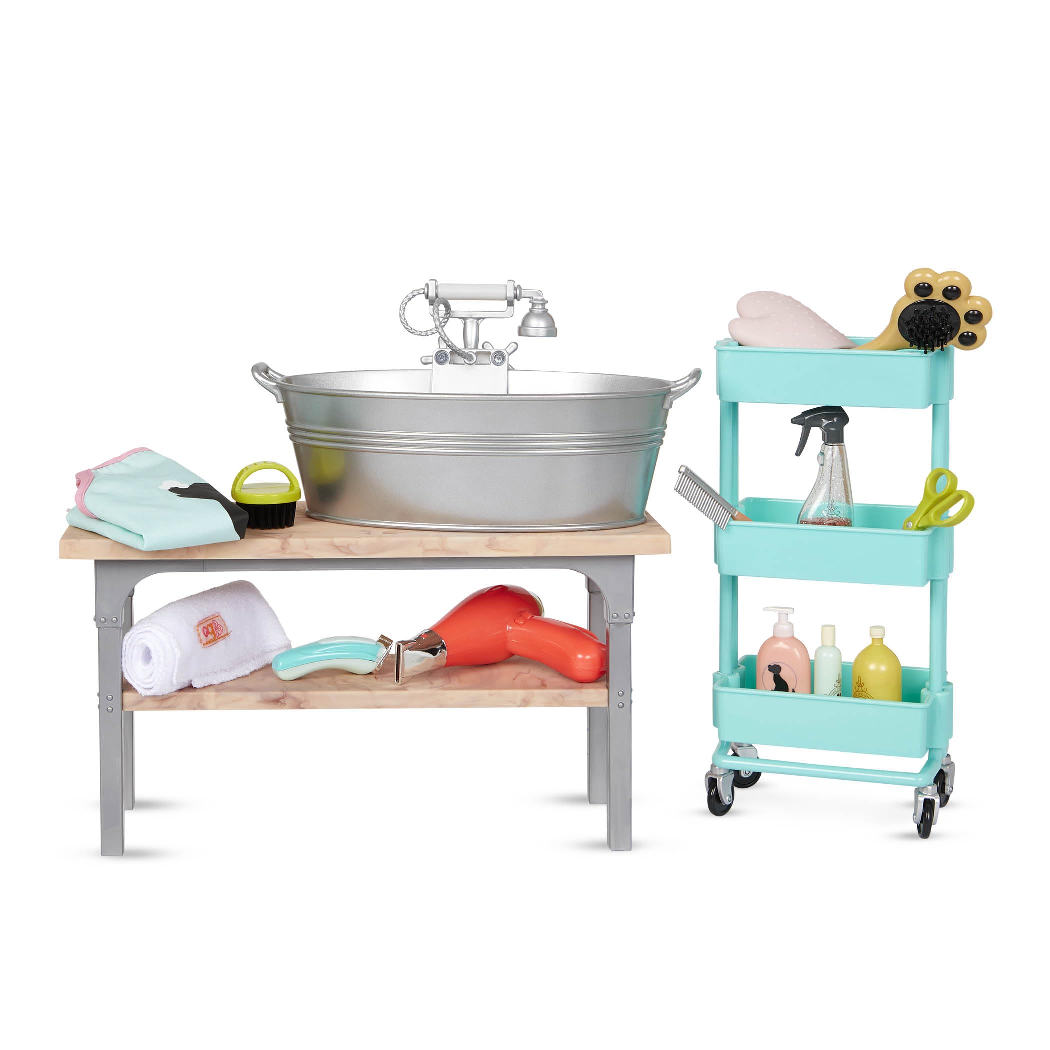 Our Generation - Pet Grooming Set - 18-Inch Doll Accessories - Pet Care Toy - Dog Grooming Kit - Salon Set - Kids 3 Years +