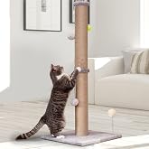 36'' Tall Cat Scratching Post for Indoor Cats with Sisal Post &amp; Plush Toys | 3-in-1 Vertical Cat Scratching Post with Stable Base and Interactive Toys, Natural Sisal Post for Cats at All Ages