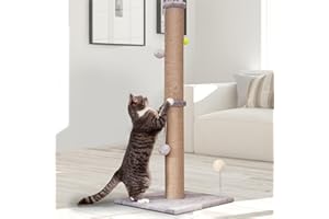PELUOMOZ Tall Cat Scratching Post 36 inch Large Cat Scratch Post for Indoor Cats with Durable Natural Sisal Rope Scratcher Post Tree Kitten Interactive Toy-Gray