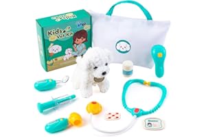 XZZO Doctor Kit for Toddlers 3-5, Toddler Doctor Play Set, Veterinarian Playset for Kids with Dog Toy & Stethoscope, Kids Vet Pretend Play Doctor Set, Fun Role Playing Game Doctor Play Gift for Kids