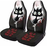 GENANY Funny Murder Cat 2 Front Christmas Car Seat Covers for Sedan Truck SUV, Car Gifts, Bucket Seat Cover, Protective Interior Accessory, Christmas Car Decor
