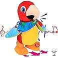 Hopearl Talking Parrot Repeats What You Say Walking Electric Interactive Animated Toy Speaking Plush Buddy Gifts for Toddlers Birthday Festival Holiday, 8''