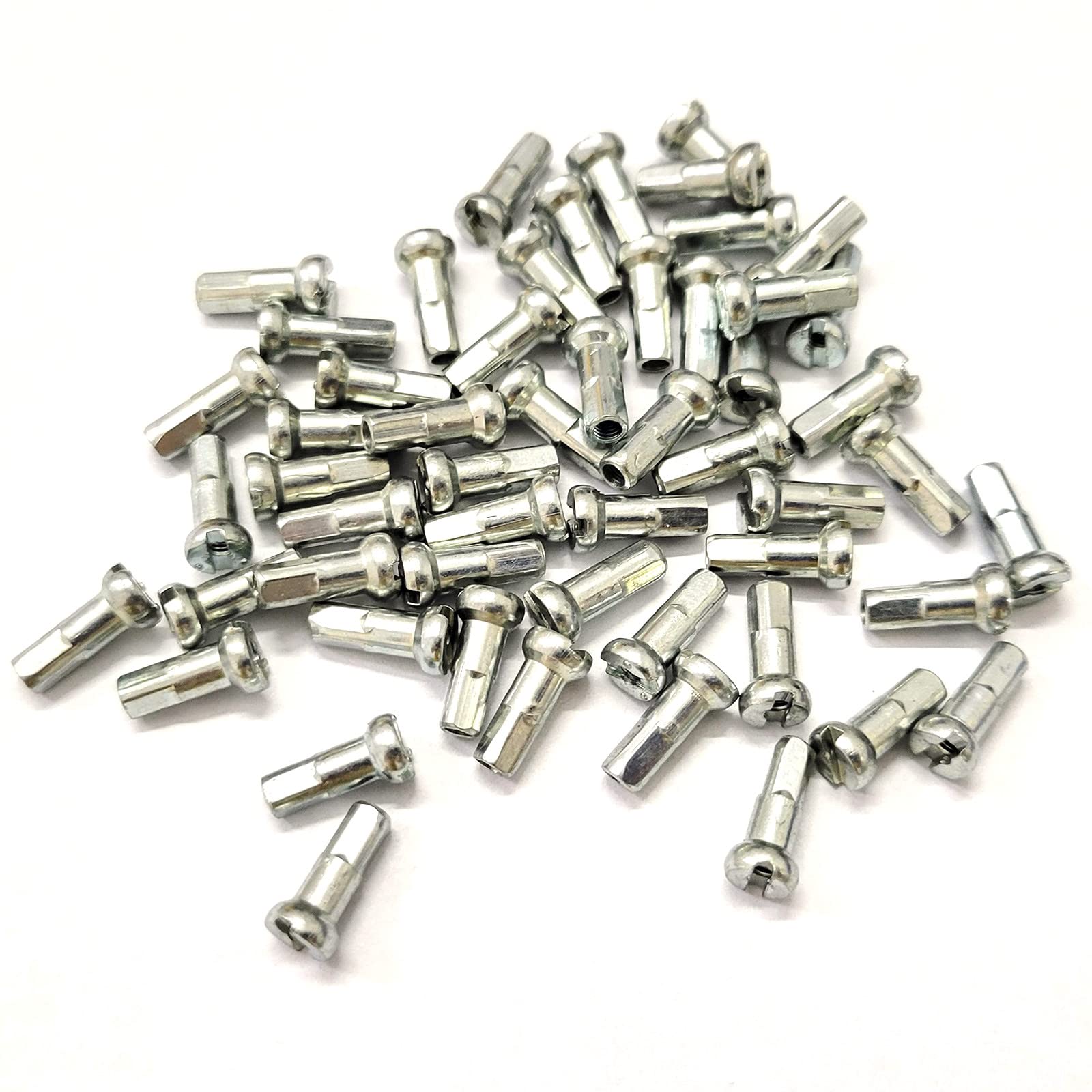 200Pcs Bicycle Spoke Nipples Fit for 14G / 2mm Dia Mountain Road Bike Silver Steel 12mm Long Cycling Replacement Accessories