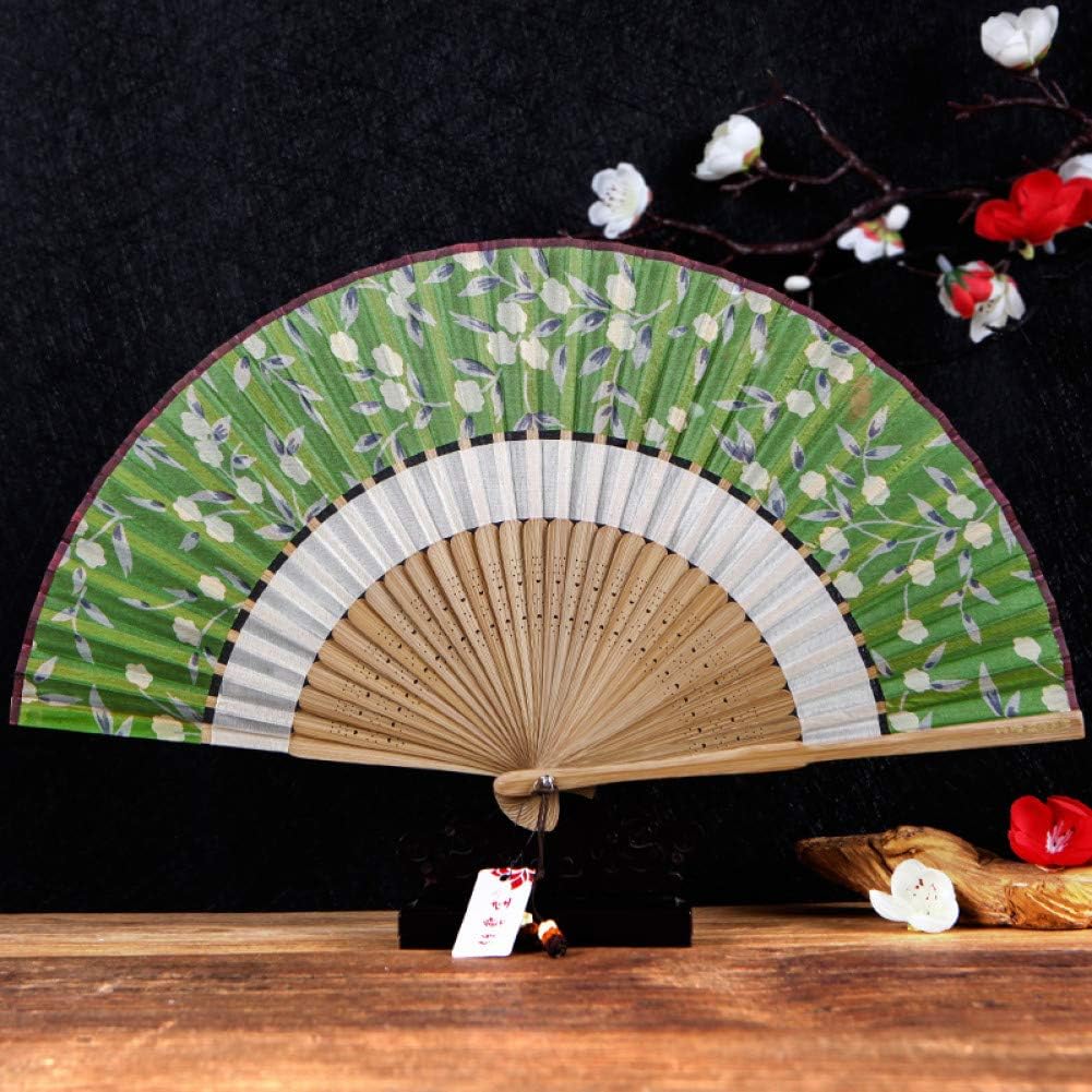 TXyang Classical Handpainted Ancient Folding Fan Two Silk Woman Fans