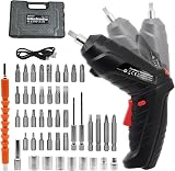 MQFORU 3.6V Cordless Screwdriver 48 in 1 Kit with LED USB Charge Dual Handle