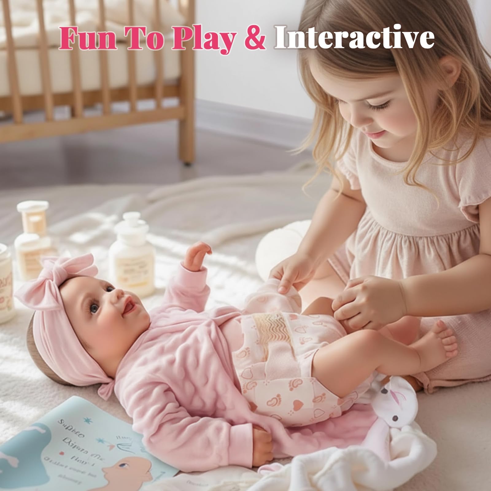 BABESIDE Reborn Baby Dolls Sunny - 17Inch Cute Soft Vinyl Realistic Baby Doll Poseable Smiling Real Life Baby Dolls with Complete Accessories for 3+ Years Old Gifts