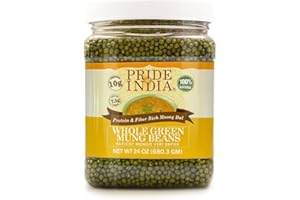 Pride Of India | Whole Green Mung Gram – 1.5 lbs (680 gm) Jar | Dried Green Mung Beans for Sprouting, Nutty Vegetarian Superf