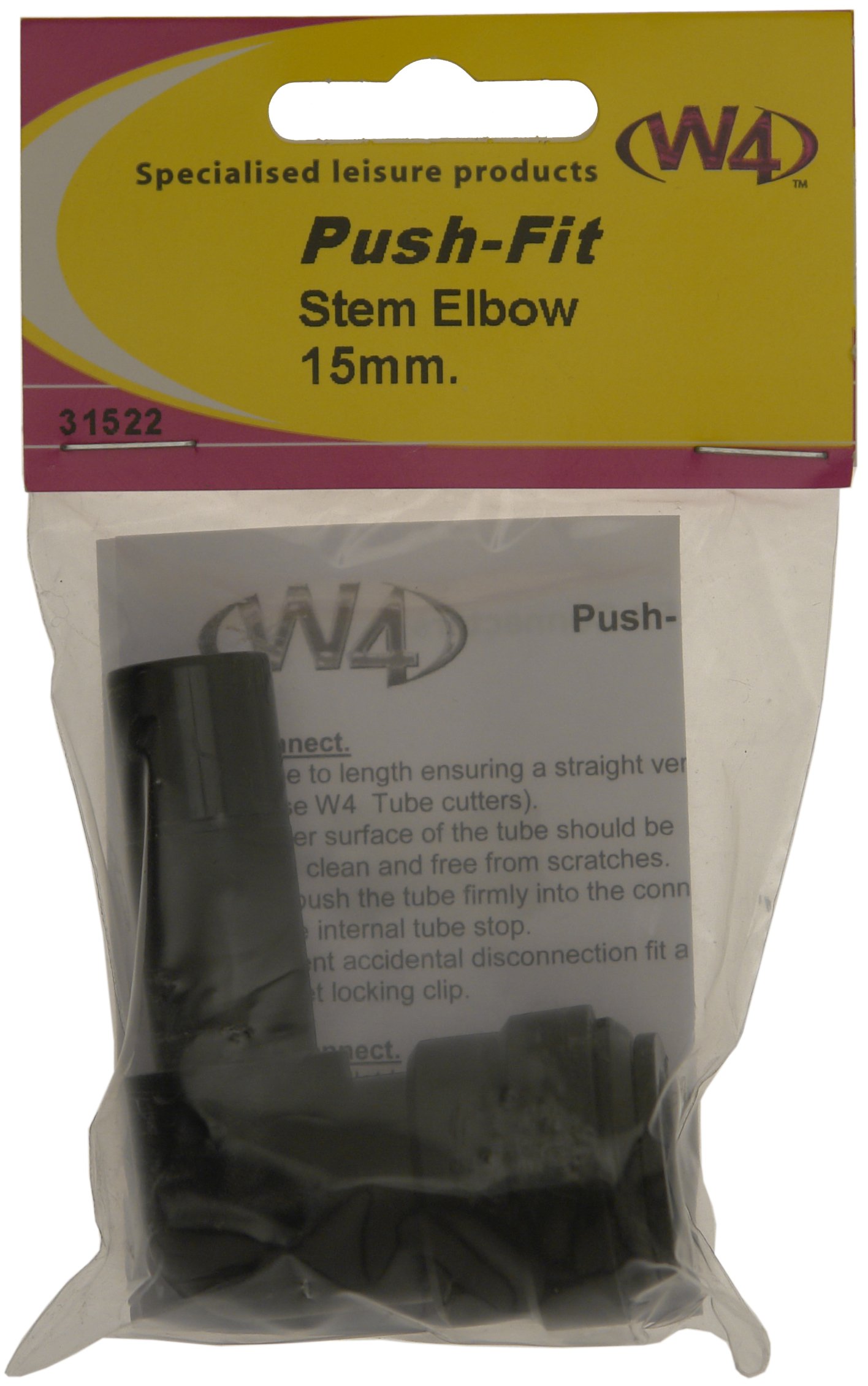 W4 Push Fit Stem Elbow Connector - Black