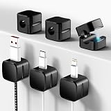 SaiTech IT Paquete de 6 clips magnéticos para cables, soporte organizador de cables, para gestión de cables de escritorio, soporte de alambre adhesivo para automóvil, oficina, hogar, escritorio, pared