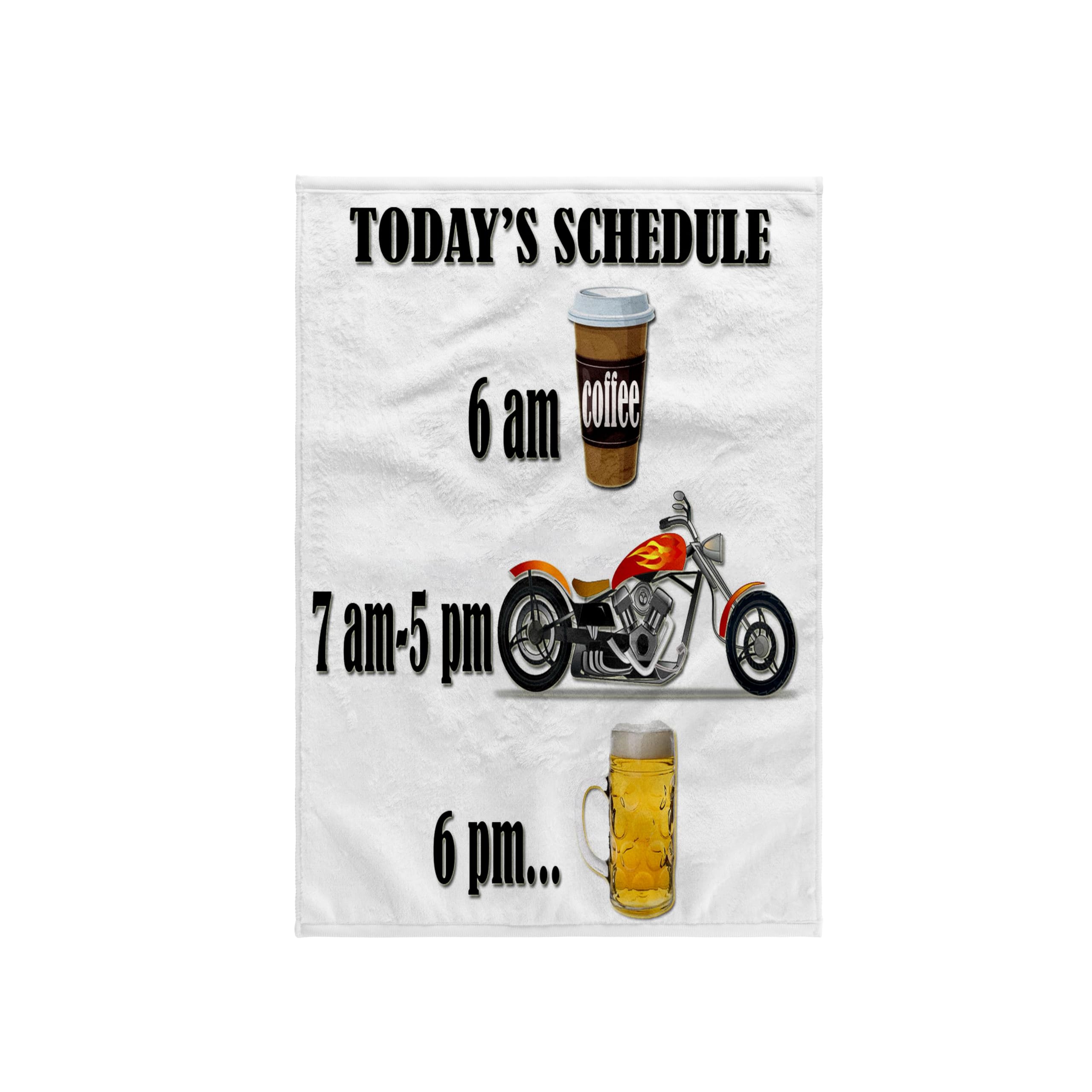 3dRose Coffee, Beer/Funny Motorcycles Saying Towel, White, 15 x 22-Inch