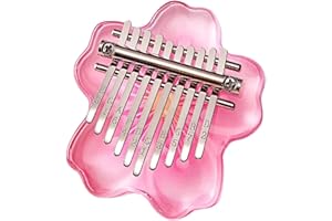 MILLOO 10 Keys Finger Piano Mini Kalimba Thumb Piano Acrylic Material Cute Bear Cherry Shape Mini Musical Instrument Portable Suitable for Beginners (Sakura)