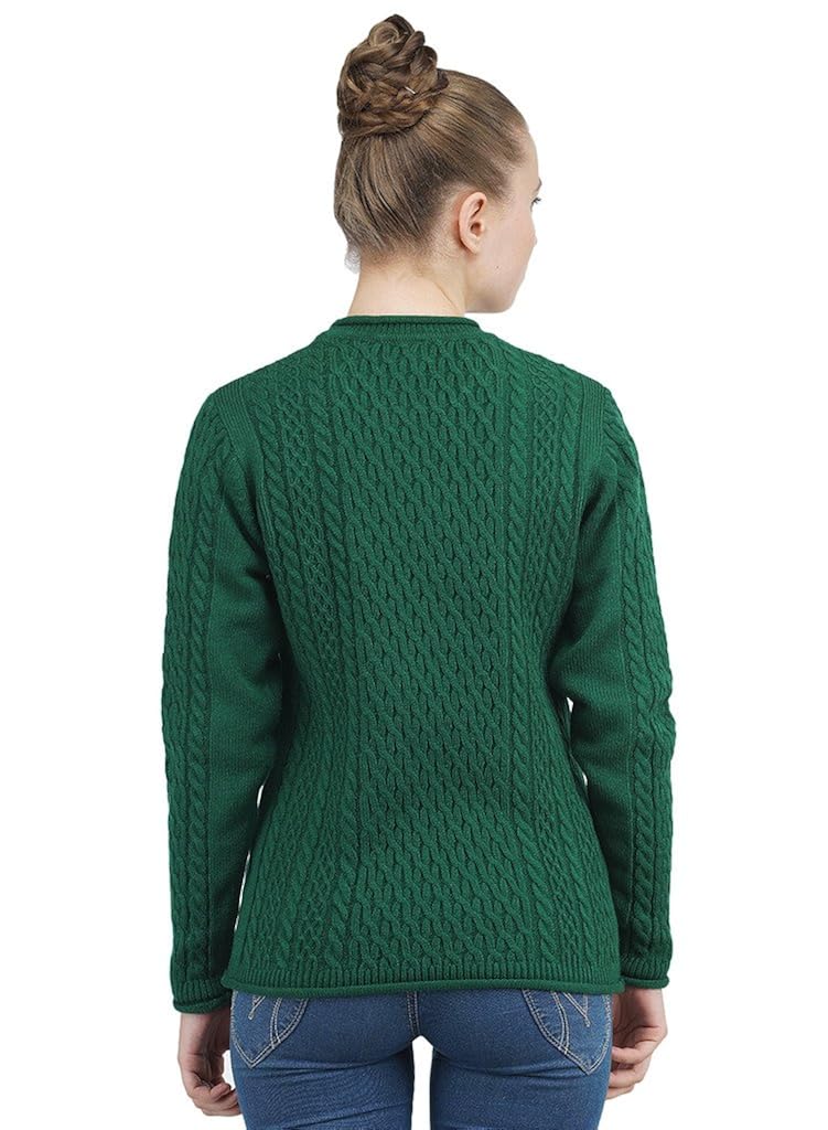 kalt women's round neck full sleeves cable acrylic sweater