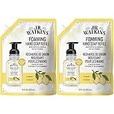J.R. Watkins Foaming Hand Soap Refill, Moisturizing Foam Hand Wash, Formulated with Plant-Based Cleansers, Alcohol-Free, Cruelty-Free, Lemon, 28 fl oz, 2 Pack