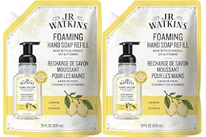J.R. Watkins Foaming Hand Soap Refill, Moisturizing Foam Hand Wash, Formulated with Plant-Based Cleansers, Alcohol-Free, Cruelty-Free, Lemon, 28 fl oz, 2 Pack