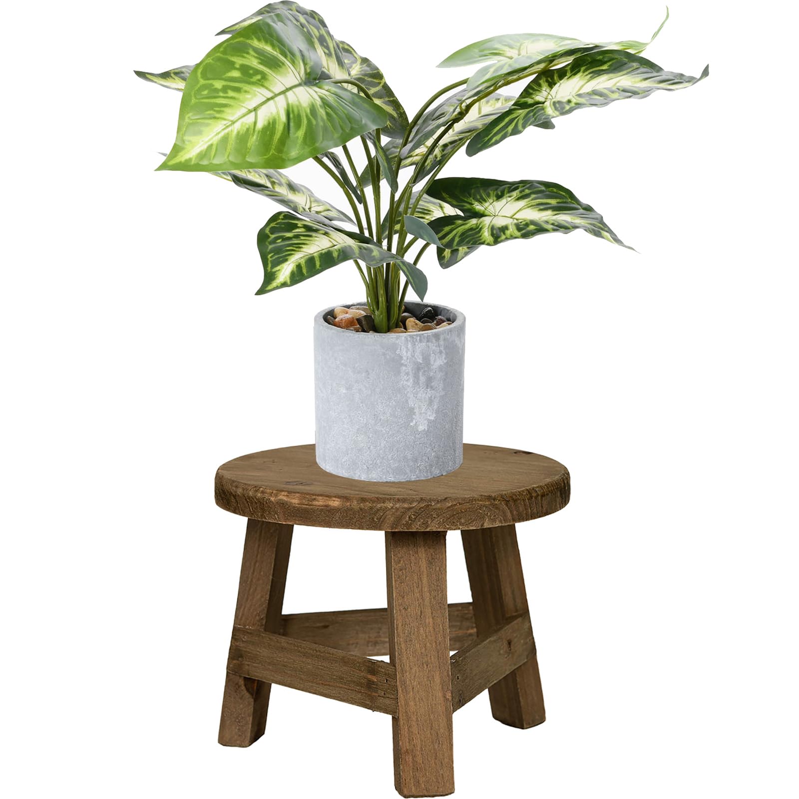 BELUAPI Wood Grain Plant Stand Flower Pot Holder,6in Decorative Round Wood Pedestal Stool Plant Pot Riser,Bonsai Rack for Indoor Outdoor Home Patio Decoration
