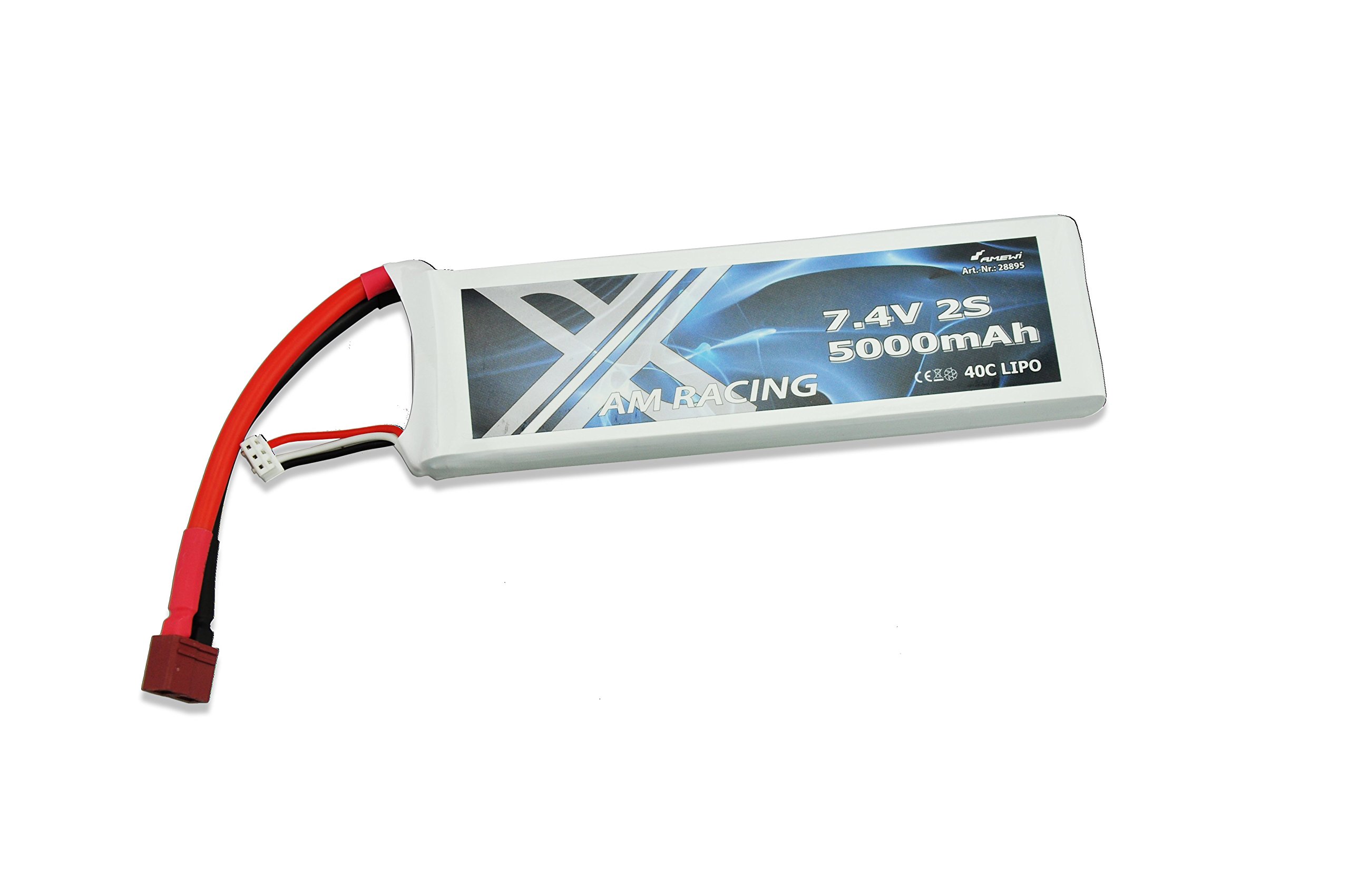 Amewi battery 7.4 V 5000 mAh 40 °C LiPo for Bullet V2, 28895 Vehicle