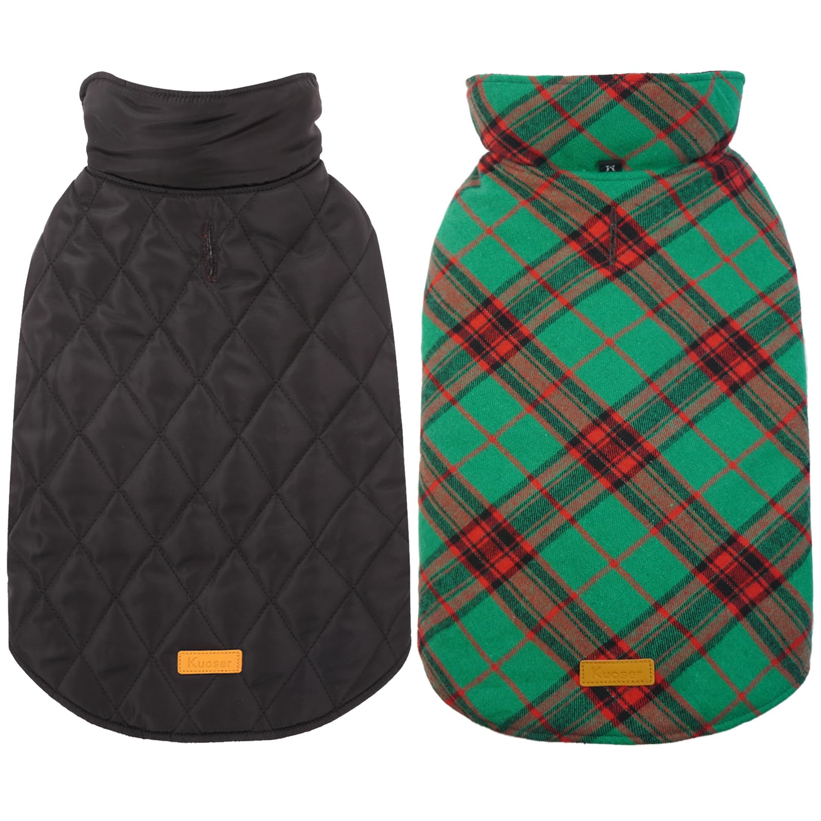 Photo 1 of Kuoser Waterproof Dog Coat, Reversible Dog Jacket for Medium Dogs, Adjustable Durable Doggie Winter Coat Warm Puppy Cold Weather Apparel from Small to Large Breed, Christmas Green M
