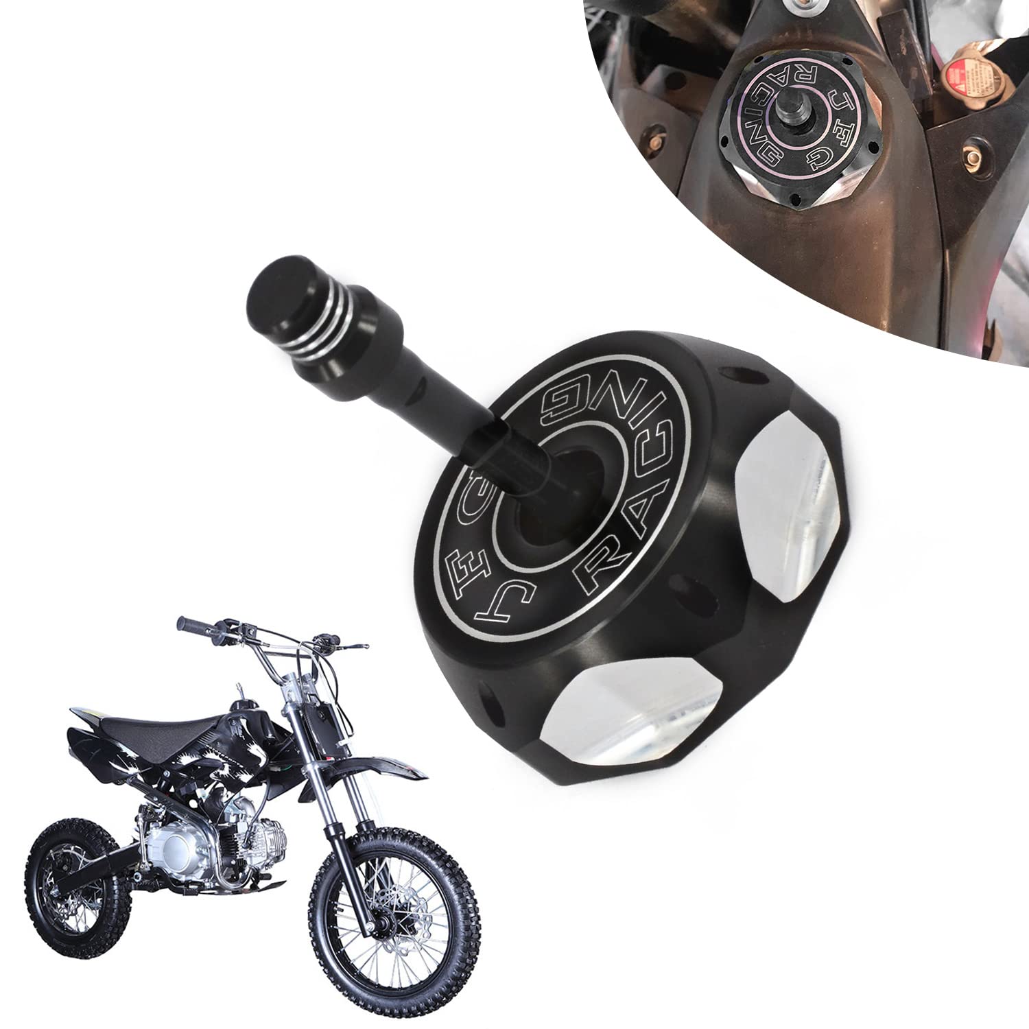 Photo 1 of Dirt Bike Gas Cap,Motorcycle Gas Fuel Tank Cap with Breather Valve Universal CNC for SSR Taotao Apollo 125 110 Coolster Raptor Peace 50 70 80 90 110 150 DB10 DB14 SDG107 Pit Dirt Bike ATV Black