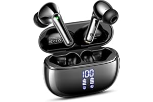 HUIFU Wireless Earbuds Bluetooth Headphones, Ear Buds with Deep Bass, 40H Long Playtime, LED Power Display, IP7 in Ear Earphone with Mic for iPhone Android Phone Sports Workout, Black