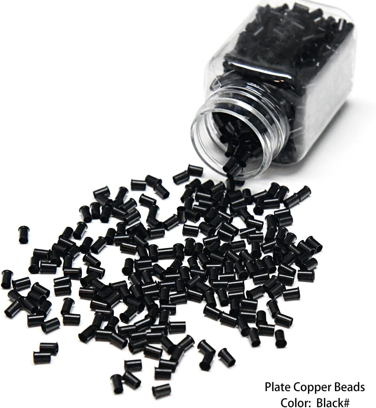 Vlasy 3.4mm Copper Lined Micro Beads Ring Links for Hair Extensions I Tip Tubes (200pcs, Black)