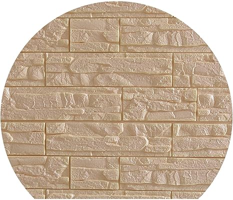 Amazon Co Jp 3dステレオ自己粘着性の泡の壁紙防水の抗衝突の背景壁 ロッキーライトベージュ 大 ホーム キッチン