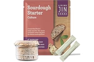 LIVING JIN Sourdough Starter Culture (2 packet), Gluten Free Sourdough Starter Culture, Ready to Use Sour Dough Starter with One-time Feeding, Gluten-Free, Easy to Use, Vigorous Fermentation, Breakdown Gluten