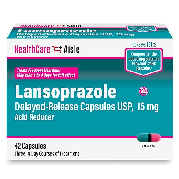 HEALTHCAREAISLE LANSOPRAZOLE 15 MG – 42 DELAYED-RELEASE CAPSULES – ACID REDUCER, TREATS FREQUENT HEARTBURN