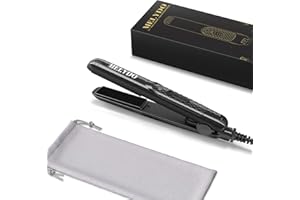 Melydo Mini Flat Iron 0.7 Inch, 2-in-1 Ceramic Tourmaline Hair Straightener & Curler, Dual Voltage Travel Iron for Short Hair
