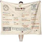 Sereni Tide Sister Throw Blanket Gift 50'' x 60'' – Cozy Couch & Bed Decor, Birthday, Gift for Sister from Brother or Sibling, Heartwarming Keepsake for Women & Teens
