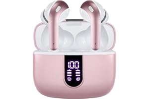 TAGRY Bluetooth Headphones True Wireless Earbuds 60H Playback LED Power Display Earphones with Wireless Charging Case IPX5 Wa