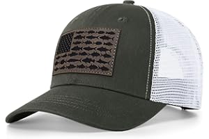 NAICISSISM American Fish Flag Trucker Hats - Fishing Gifts for Men - Outdoor Snapback Fishing Hats Perfect for Camping and Daily Use