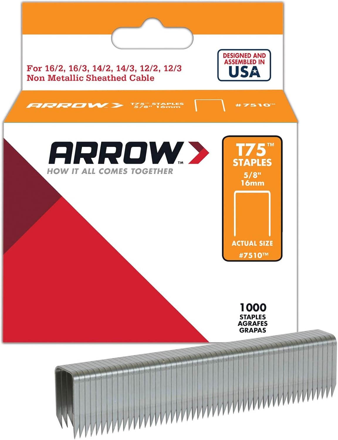 Arrow Fastener 7510 5/8Inch 15mm Heavy Duty Staples for