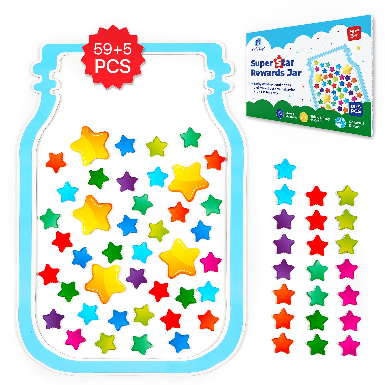 Magnetic Super Star Rewards Jar - Classroom Behavior Management Tools, Marble Jar Reward System for Classroom, Behavior Chart for Classroom, Positive Behavior Chart, Incentive Chart - Simply Magic