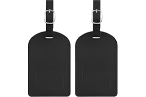 CPCOIN Luggage Tags for Suitcases 2 Pcs PU Leather Travel Tag for Luggage Privacy Protection Baggage Tags with ID Labels Travel Essentials for Bag Black