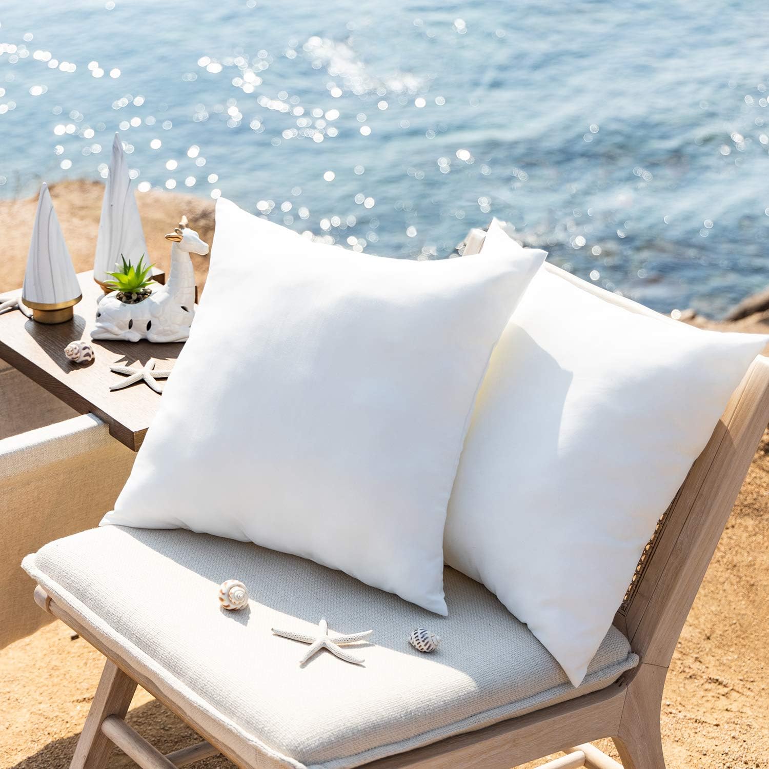 Phantoscope Premium Outdoor Pillow Inserts - Pack of 2 Square Form Decorative Throw Pillow Couch Sham Cushion Stuffer 18 x 18 inches- Water, Mildew, Dust Mite Resistant: Home & Kitchen