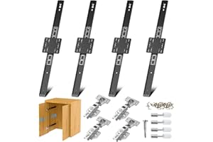 LOODMEO Sliding Hidden Door Track, Pocket Door Hardware, Smooth Gliding Pocket Door Slides with Hinges for Cabinet and Recessed Doors (24in, Set, 2)