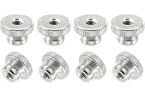 uxcell Knurled Thumb Nuts, 8Pcs M5 Carbon Steel Nut High Head Through Hole, Silver