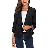 Urban CoCo Women's Ruched Sleeve Lightweight Thin Chiffon Blazer