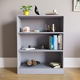 Vida Designs Cambridge 3 Tier Low Bookcase Grey Wood Shelving Unit view 2