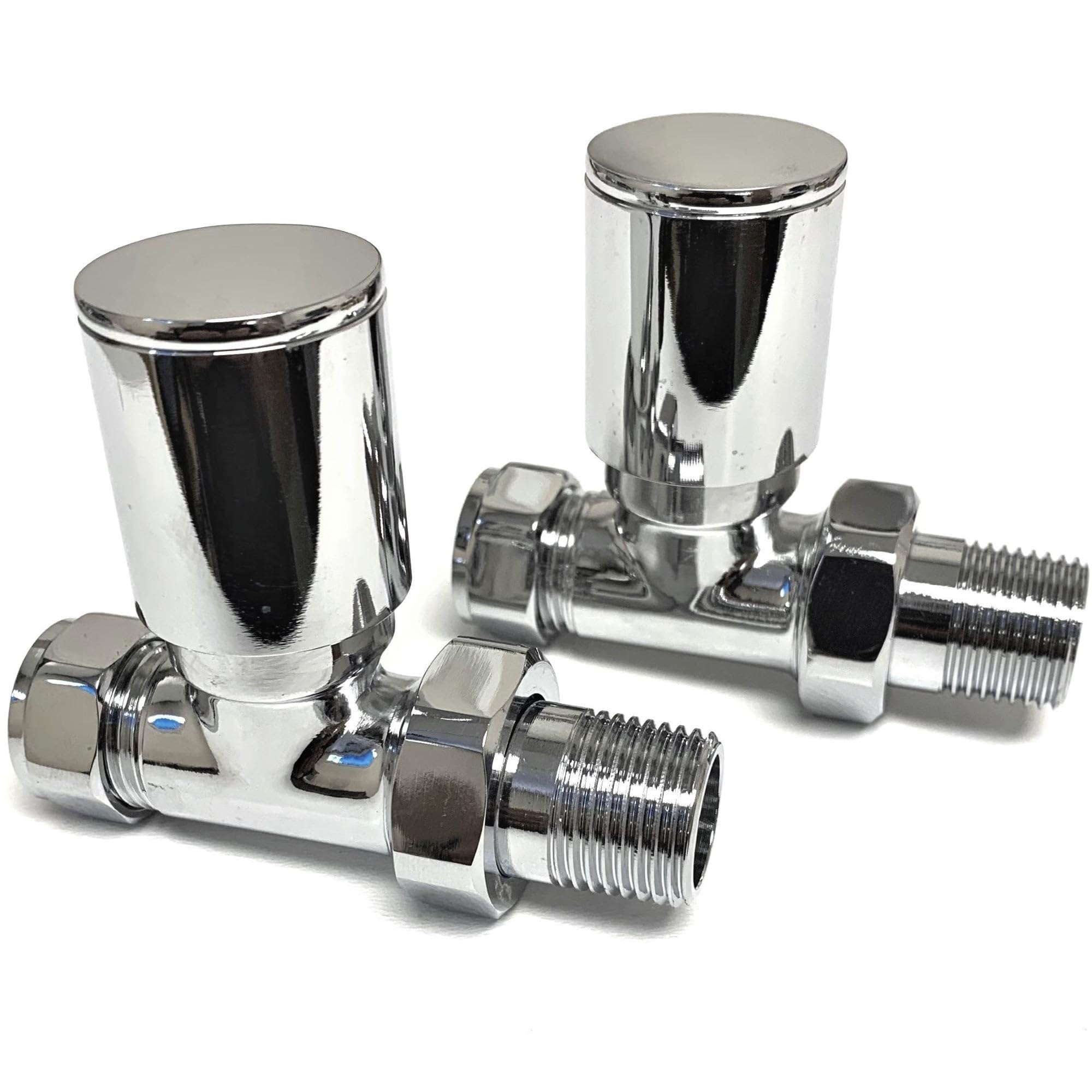 hep® Round Straight Manual Radiator Valve + Lockshield Set 15mm Chrome (Straight)